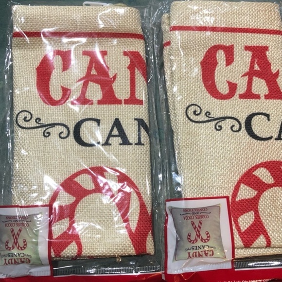 Burlap Christmas holiday candy cane red graphic print décor pillow cases new - Picture 13 of 16